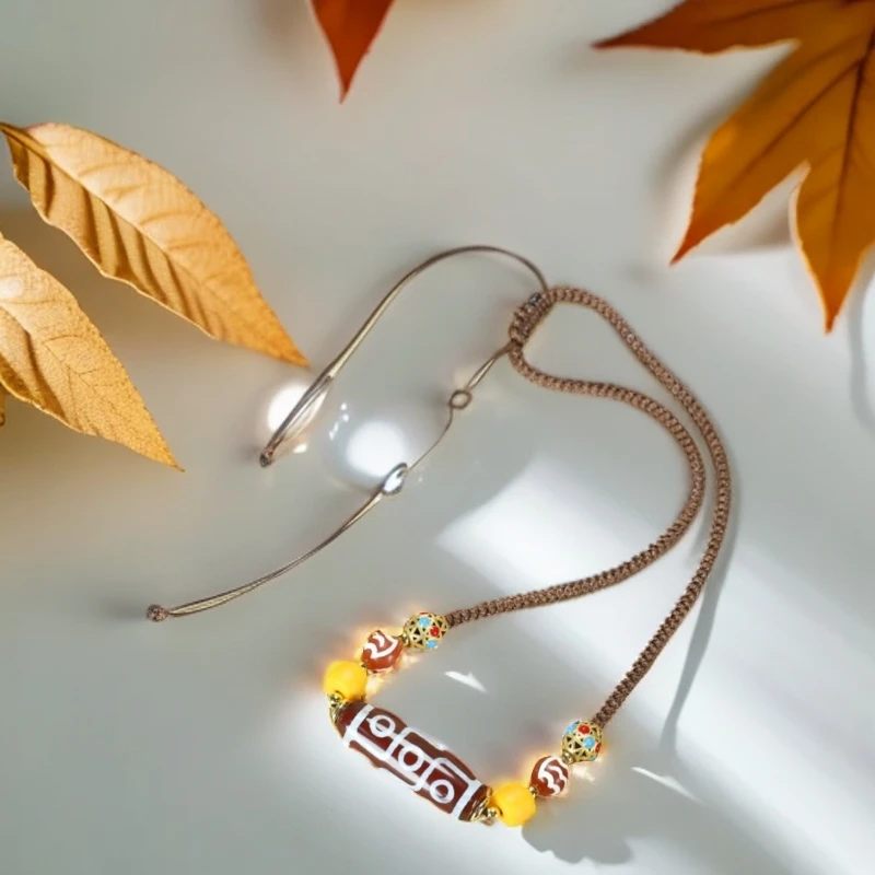 天然红玛瑙九眼吊坠项链锁骨链饰品男女时尚潮流百搭颈饰饰品礼物