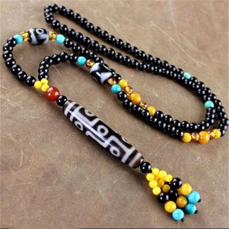 清新复古天然九眼玛瑙吊坠项链挂件挂饰气质简约潮流百搭饰品礼物