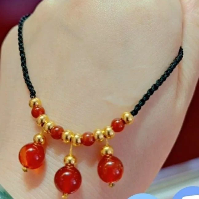 天然红玛瑙手工编织项链七夕情人节女友生日礼物颈饰饰品百搭挂件