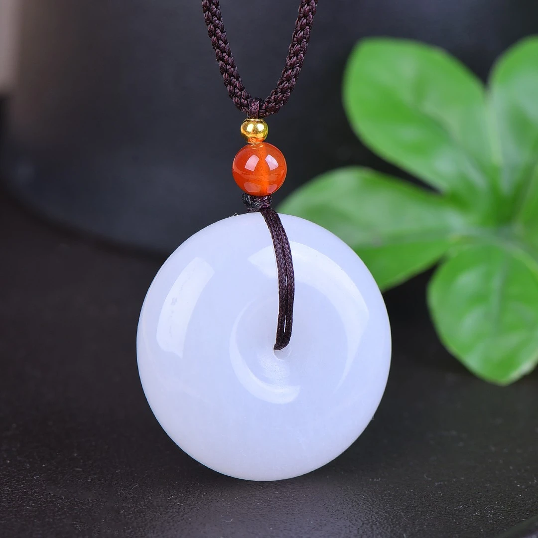 简约大气天然金丝玉平安扣时尚百搭项坠挂件男女清新复古吊坠挂坠