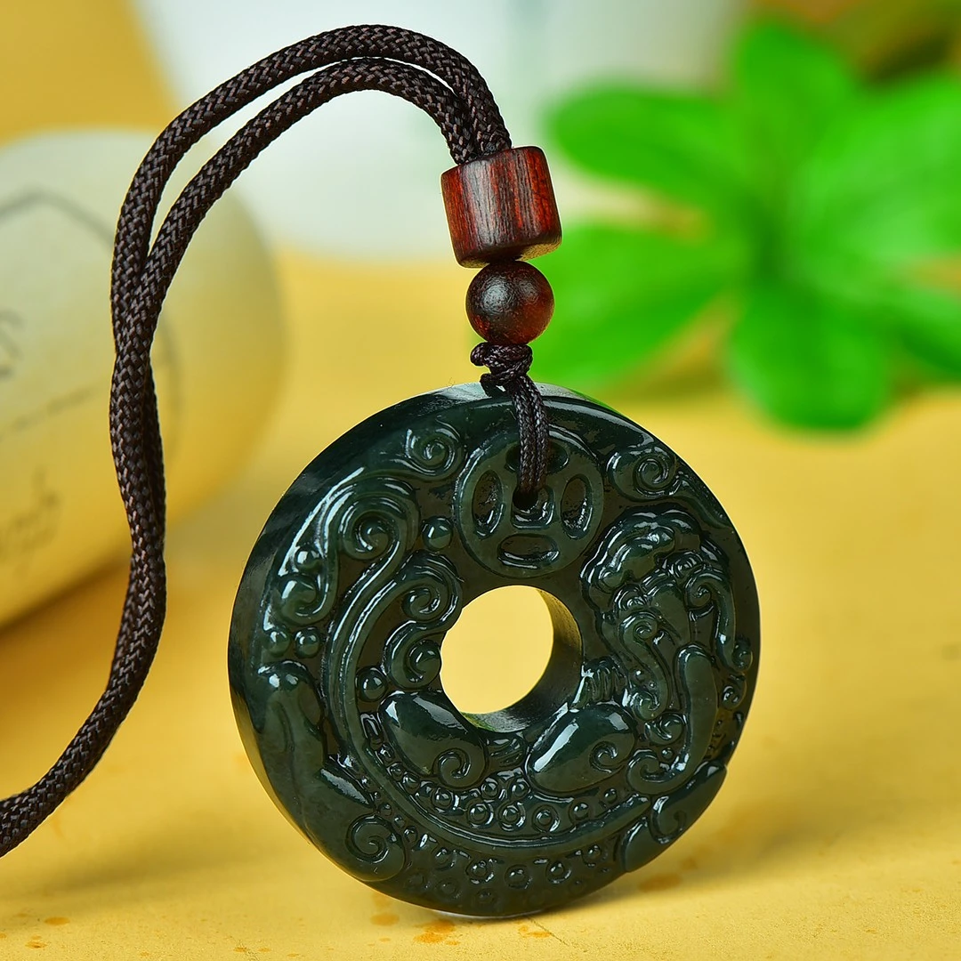 时尚复古天然和田玉貔貅平安扣牌子挂件吊坠挂坠大气民族风玉颈饰