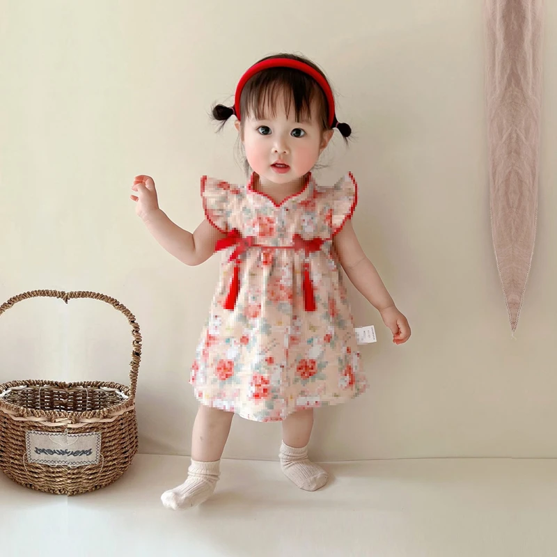 女童夏装旗袍连衣裙婴幼儿童中国风汉服一周岁宝宝礼服小童公主裙