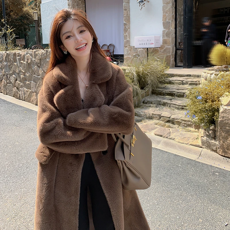 2025新款冬季长款西装领大衣女金水貂整貂皮草外套时尚