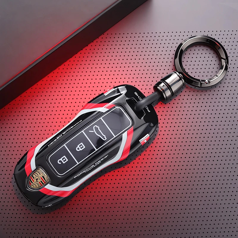 保时捷钥匙壳卡宴Macan帕拉梅拉911新Taycan钥匙扣套改装饰赛道男