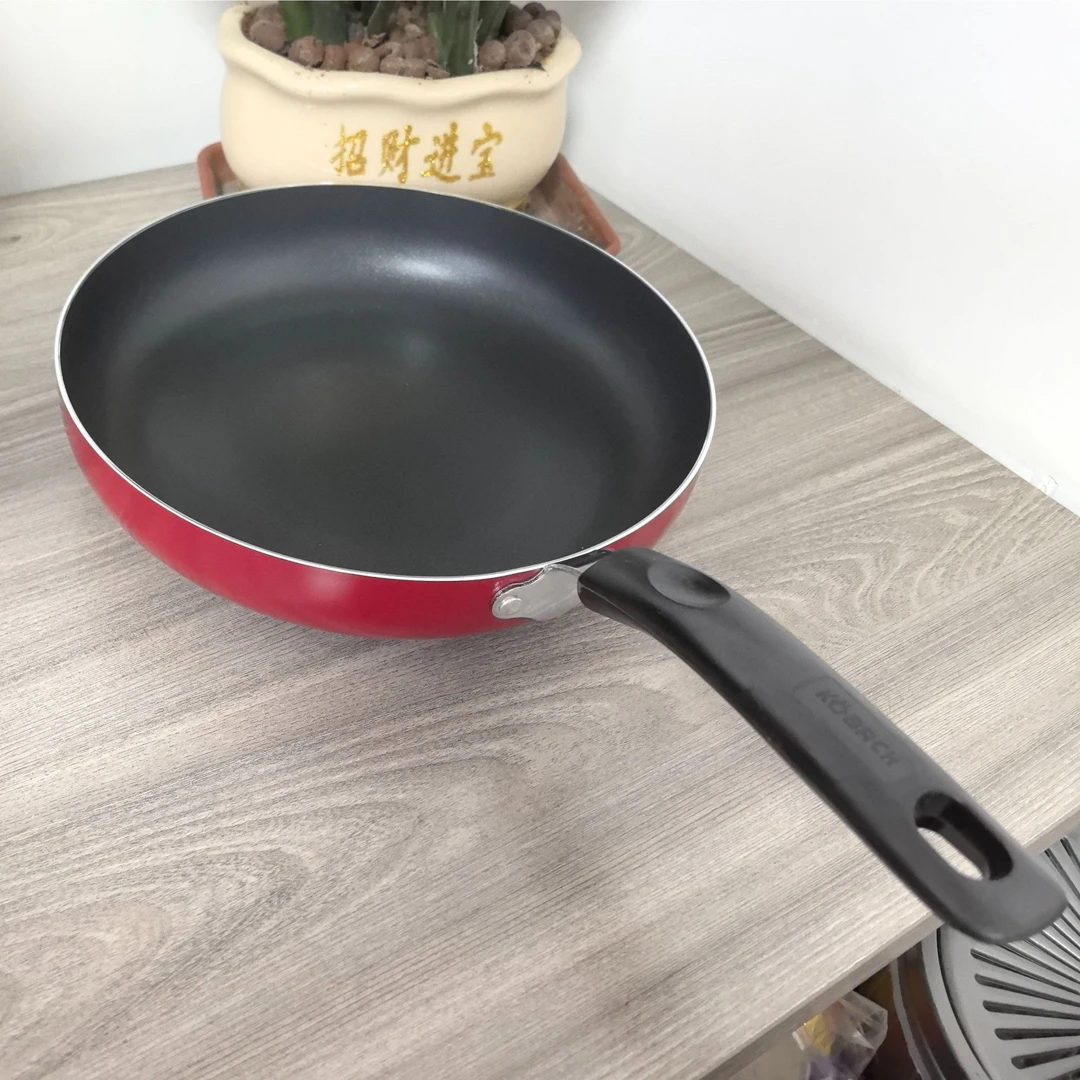 28cm红色煎锅无盖家用品质生活平底锅不粘不挑灶多功能料理锅微瑕