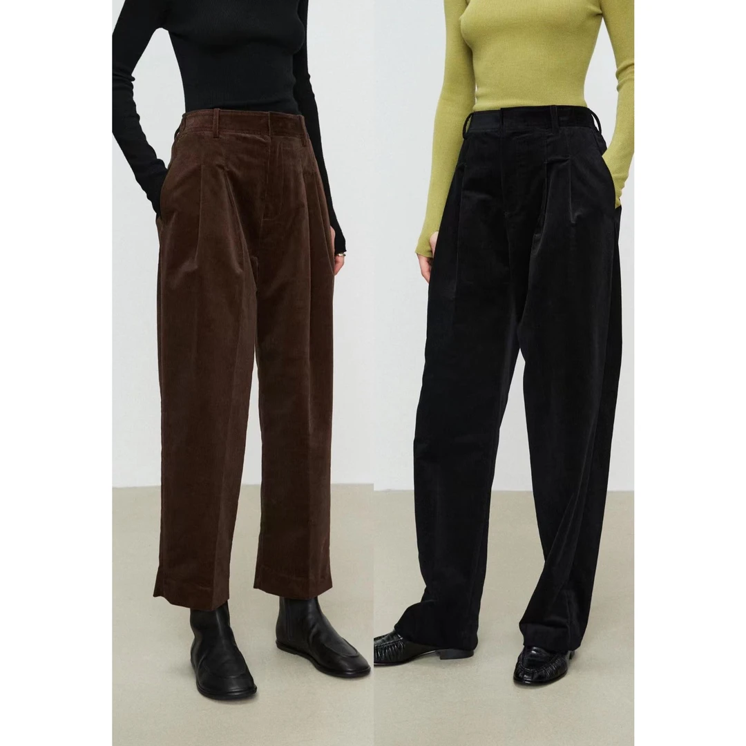 MRS Studios日本棉质细条 灯芯绒奶奶裤九分/极地休闲裤