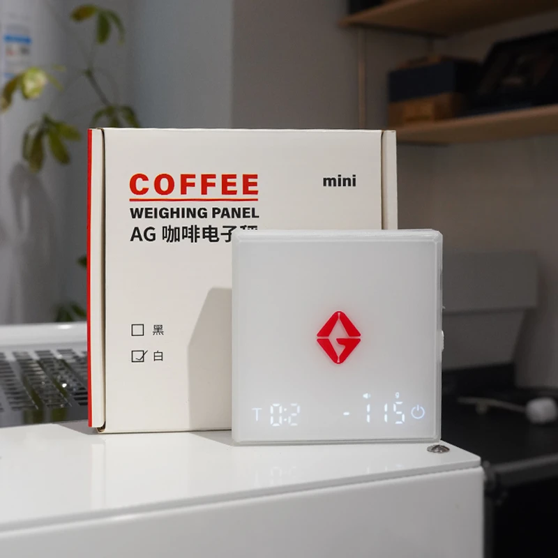 AG 咖啡电子秤意式手冲智能计量称重黑镜咖啡计时秤家用吧台专用