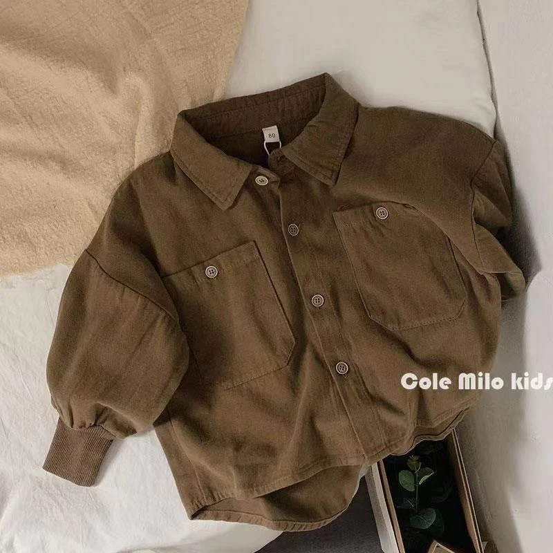 男童衬衫秋冬装长袖衬衣宝宝上衣冬季衣服外套加绒中大童炸街洋气
