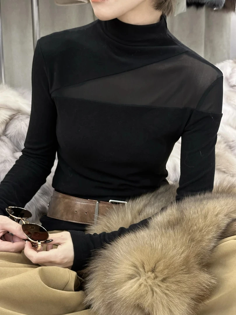 时尚潮流长袖镂空打底衫31968