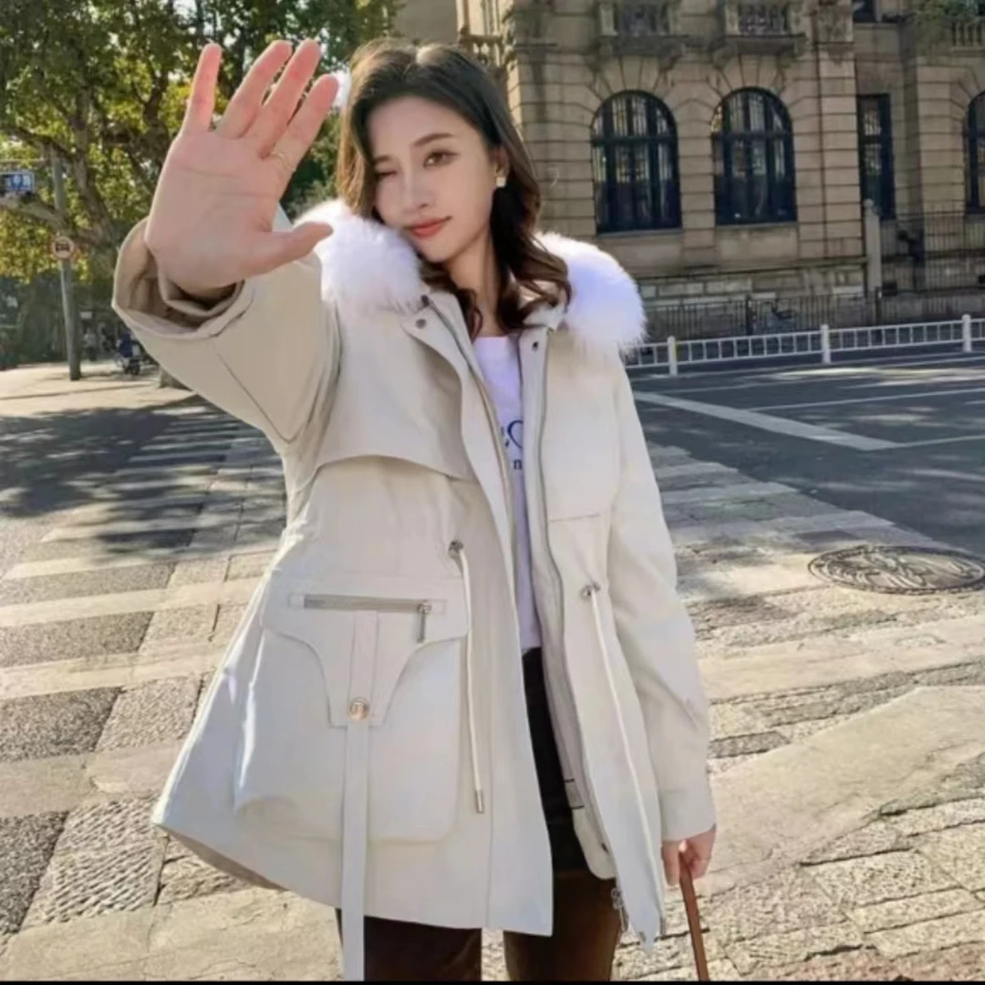 米莱jiaer/2024新款女时尚百搭真毛狐狸毛领派克服2366