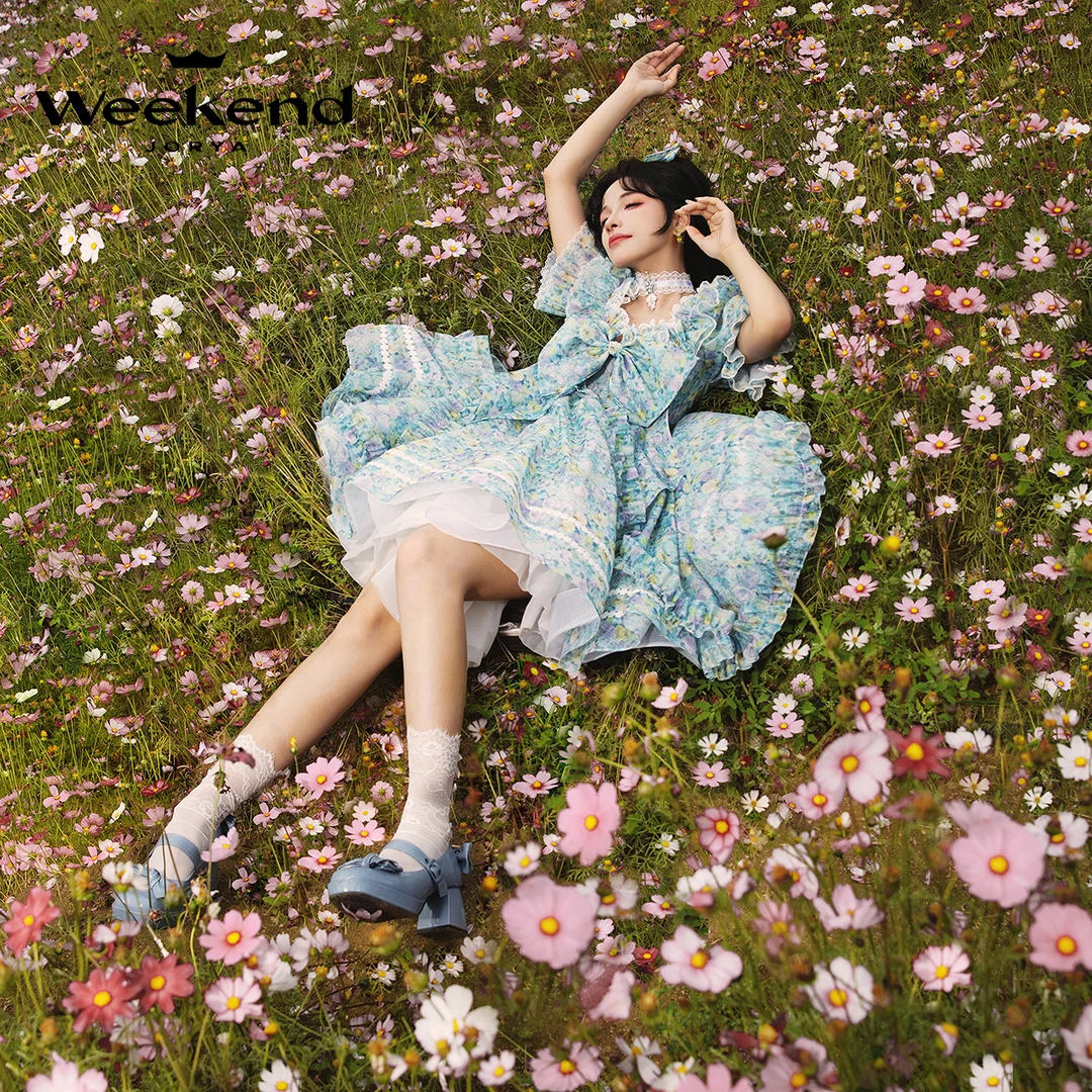 深海奇缘|卓雅周末桃心领泡泡袖连衣裙Q220304C