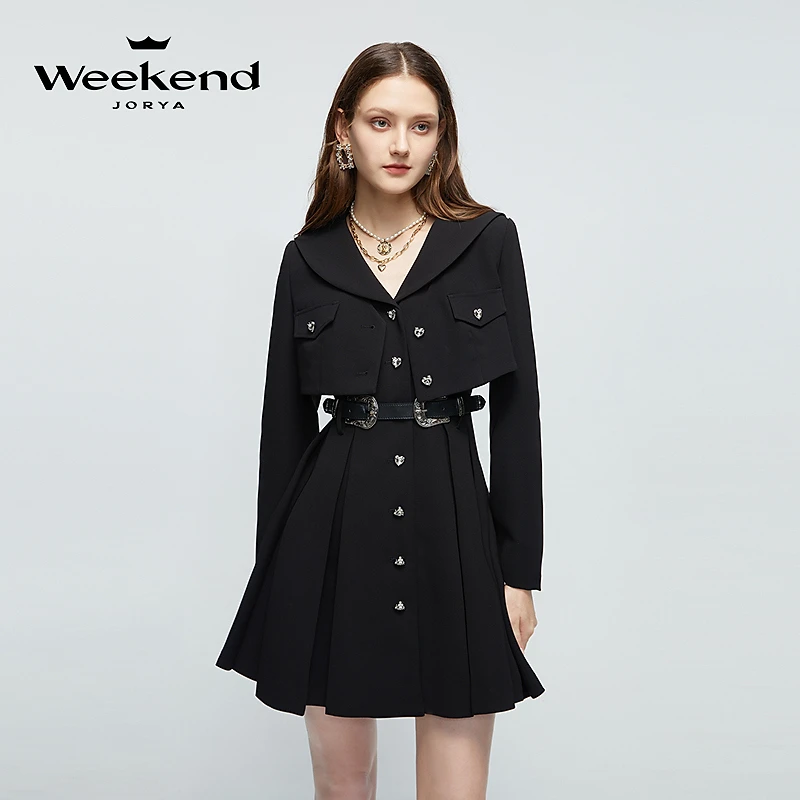 卓雅周末金属双腰头时尚连衣裙套装连衣裙EJWEAN44