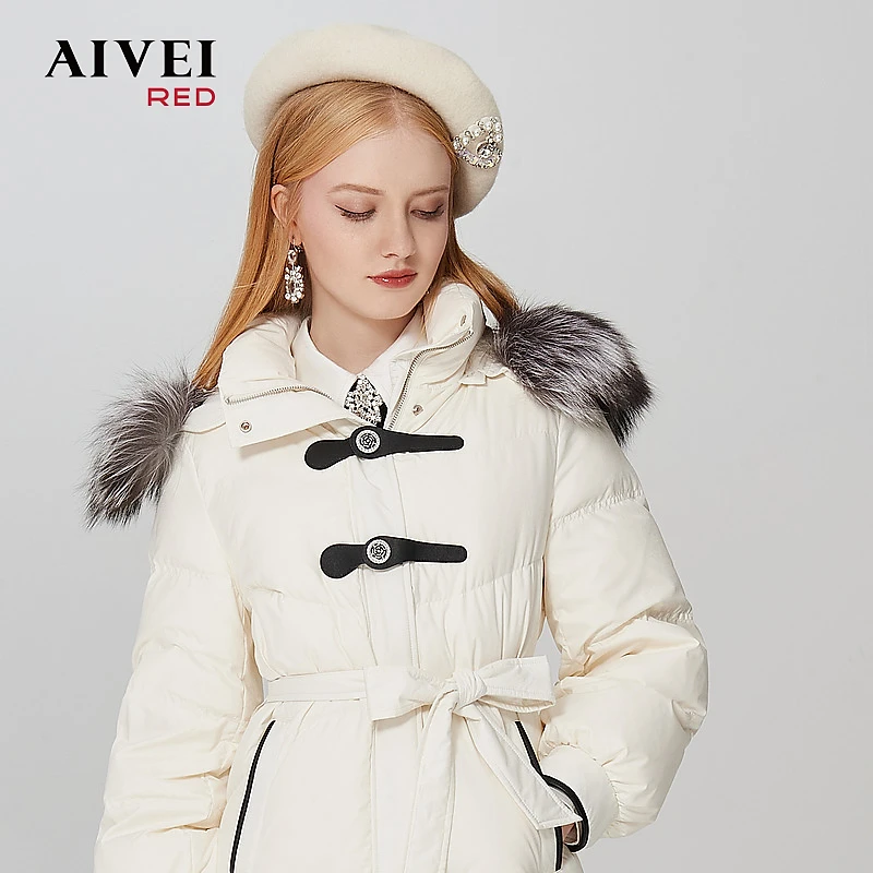 【蜜思仝】AIVEI休闲简约通勤过膝中长羽绒服Q0660264