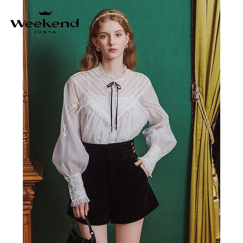 卓雅周末蕾丝镂空气质女装高级感雪纺衫EJWDCQ43