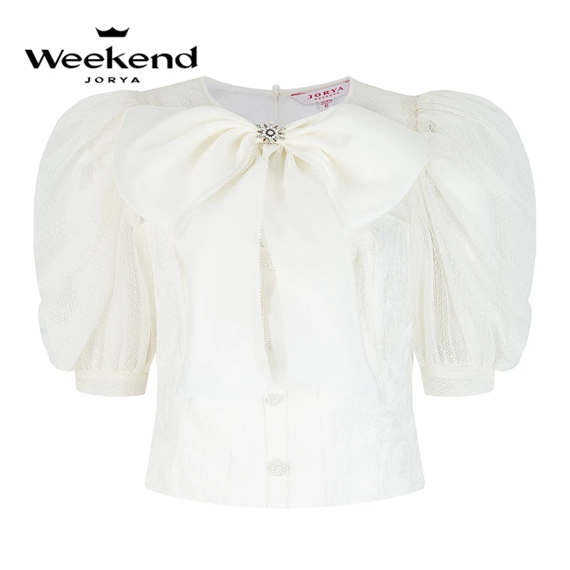 卓雅周末夏季气质蕾丝拼接短袖衫上衣EJWDBM59