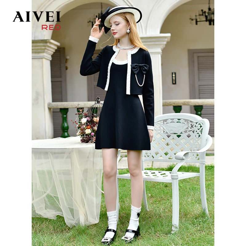 【陈大可专属】AIVEI小香风针织开衫吊带裙两件套套装P0560078