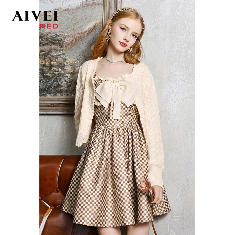 【蜜思仝】AIVEI欣贺花朵钉珠针织开衫两件套P0560115