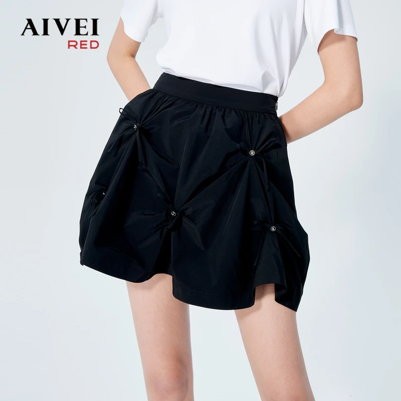 AIVEI秋季新高腰重工钉钻减龄半身裙P01W0028