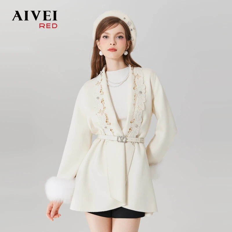 AIVEI名媛贵妇宫廷风双面呢大衣设计师Q056S098