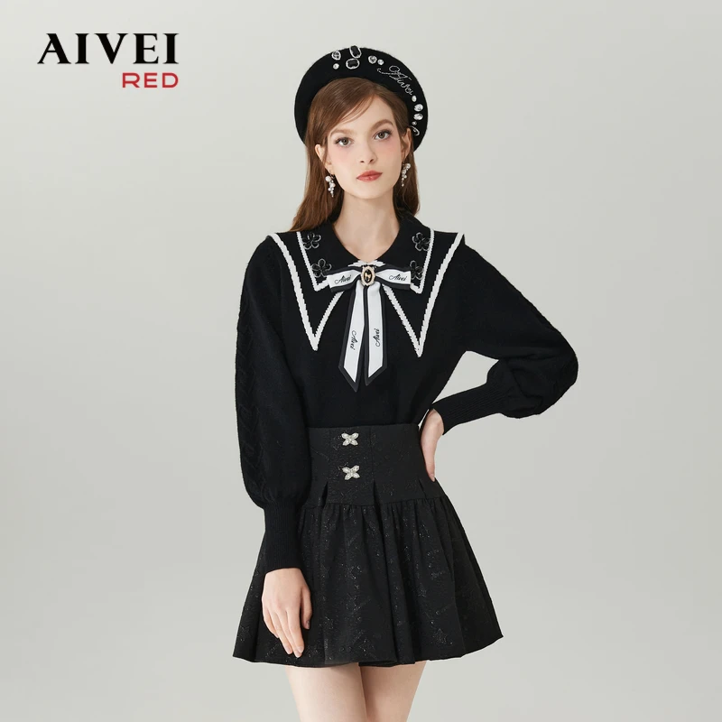 【赵老板专属】AIVEI千金公主浪漫宫廷钉珠气质针织衫Q0560256