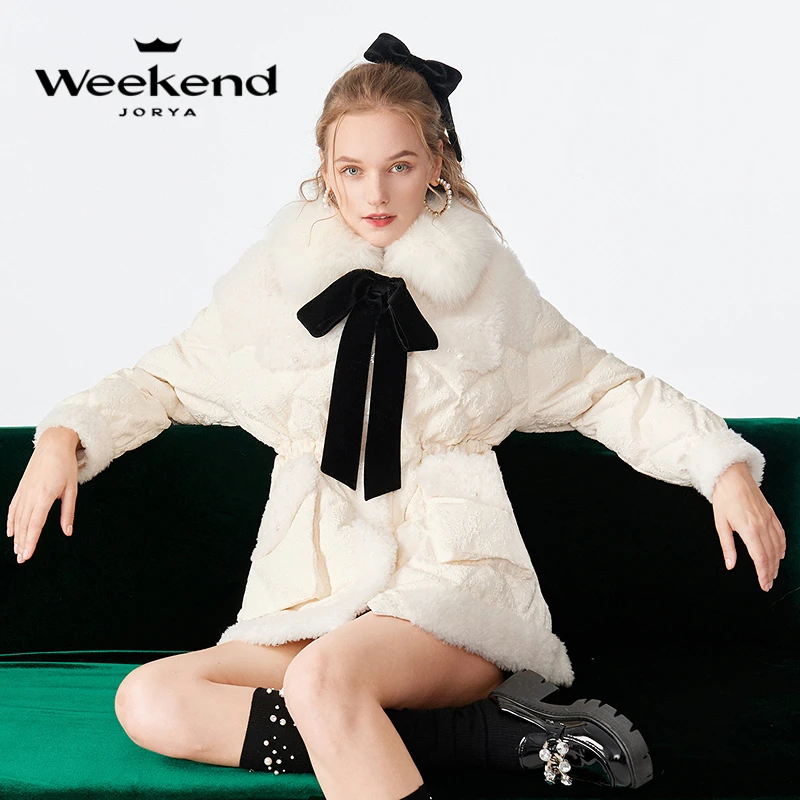 卓雅周末羊羔毛肌理感羽绒服大衣外套EJWCDR74