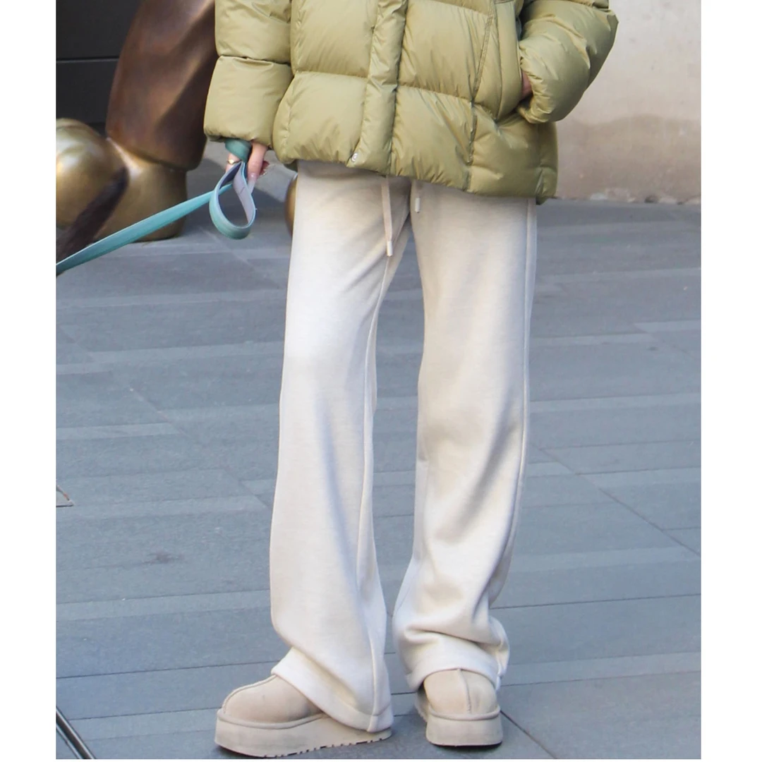 加绒裤女筒喇百搭时尚秋冬简约