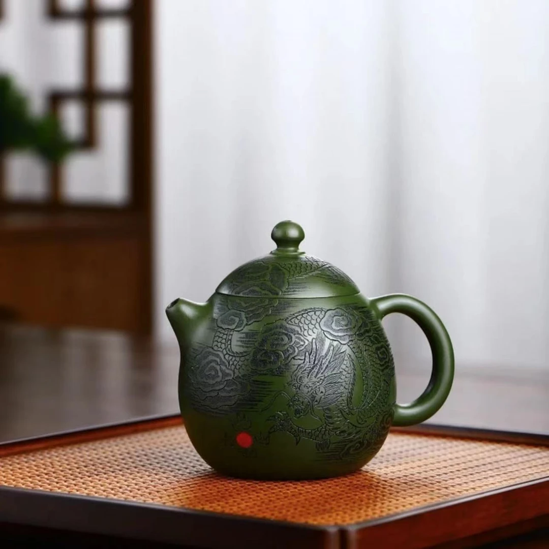 游龙龙蛋翡翠绿泥范建新全手工龙蛋壶