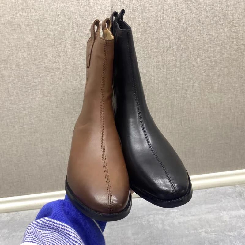 女鞋4529秋冬新款短筒后拉链中跟加绒时装靴女短靴子