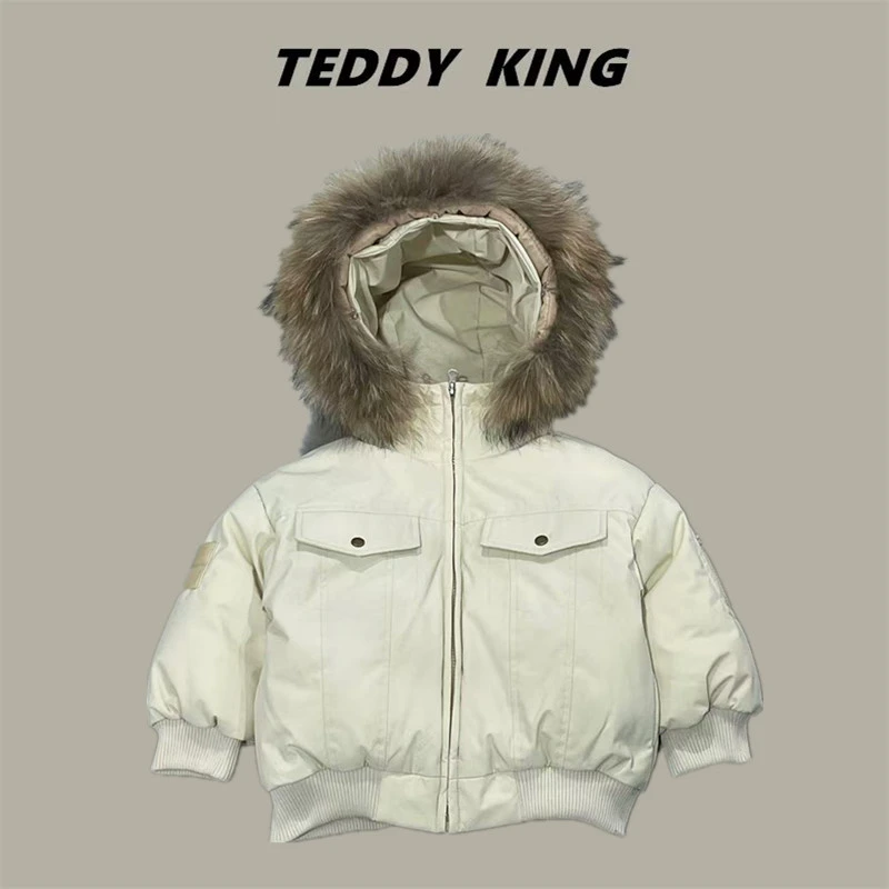 【Teddy King】2024冬TXB241010中小童新款 大毛领连帽毛领羽绒服