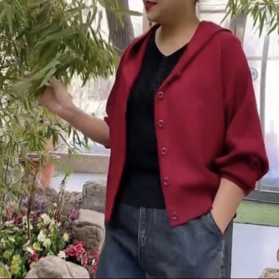 休闲连帽开衫针织套头衫