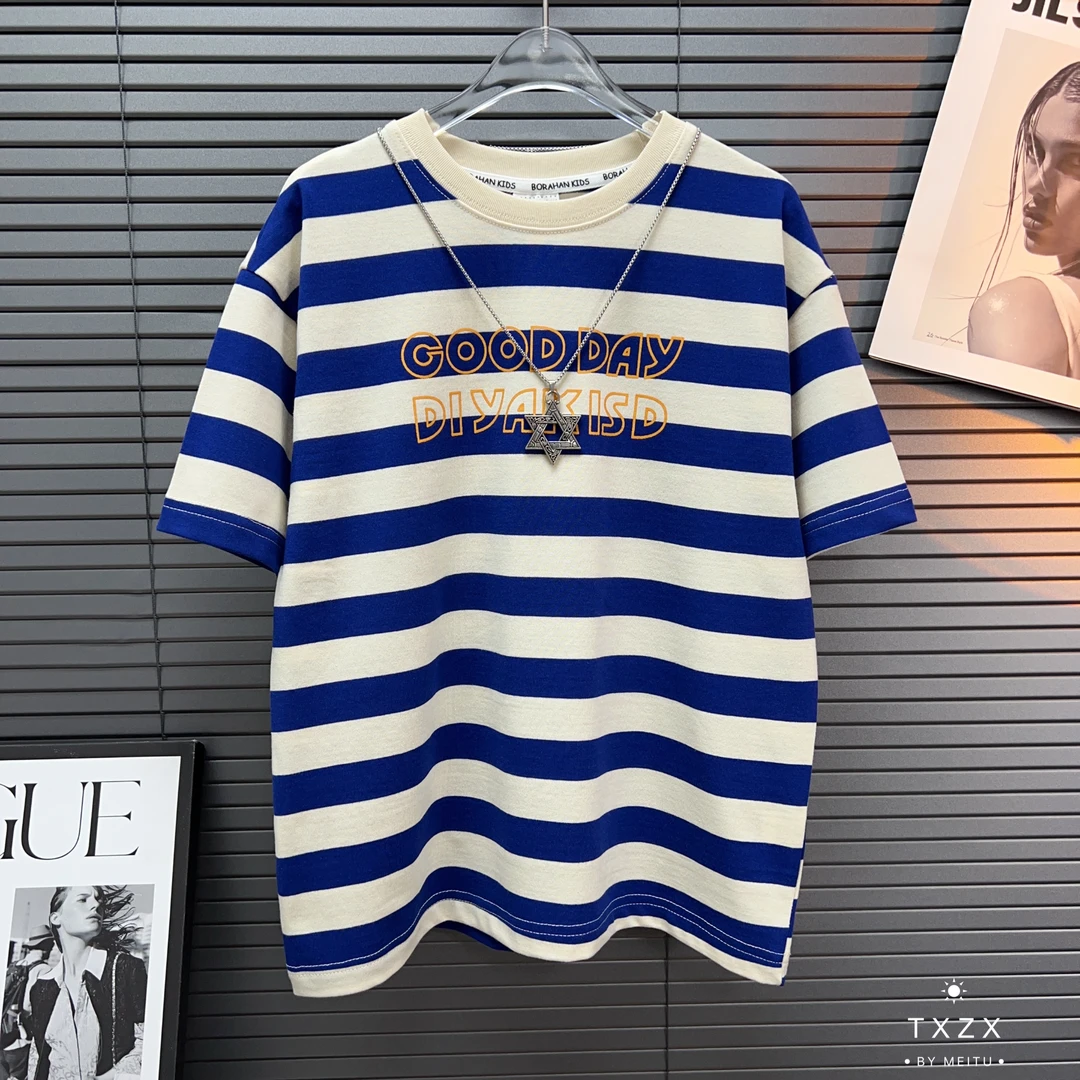 TX-24SDY60夏季新款中大童韩版潮流宽松ins条纹上衣