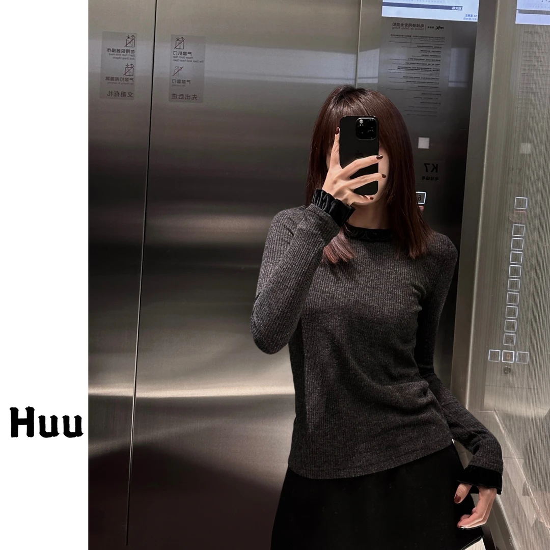 Huu可爱木耳边 修身打底衫72910