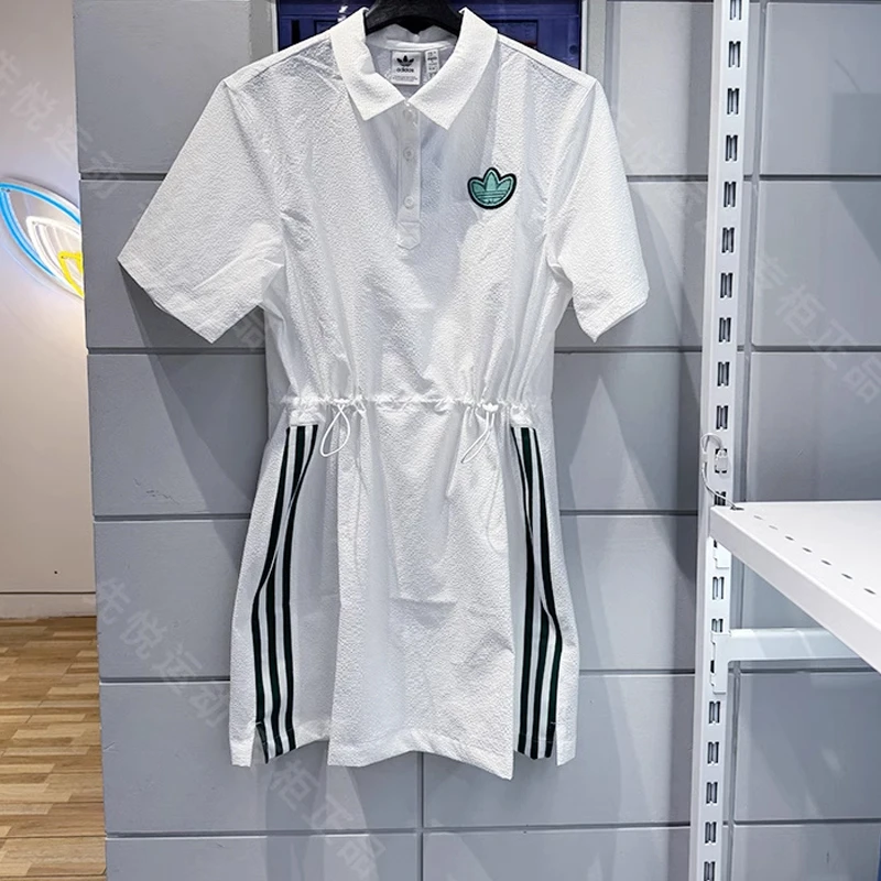 【门店专属】adidas/阿迪达斯女子运动休闲翻领收腰连衣裙 JI7482