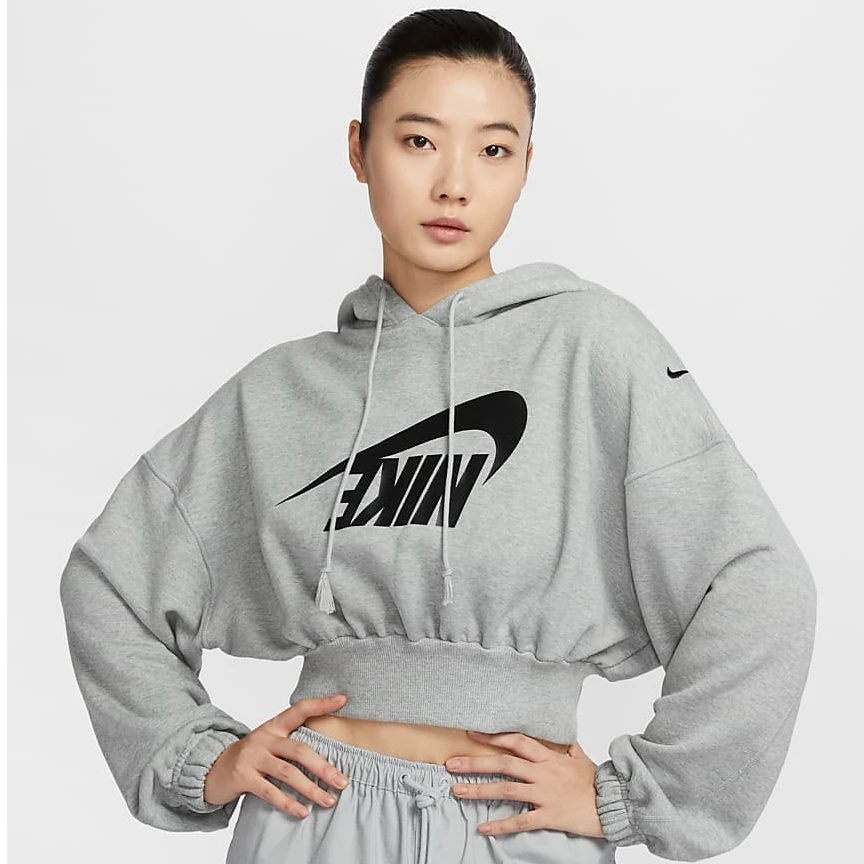 NIKE耐克女子NSW OS FLC CROP PO HDY DA针织套头衫FV7778-063