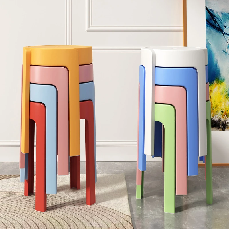 家用可叠放塑料凳子客厅摞叠圆凳网红高板凳加厚风车凳餐厅餐桌凳