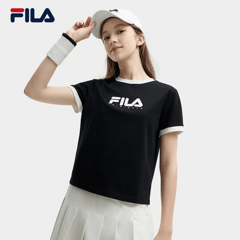 Fila/斐乐女款【丝柔棉PLUS针织户外上衣】透气运动短袖F11W429113F