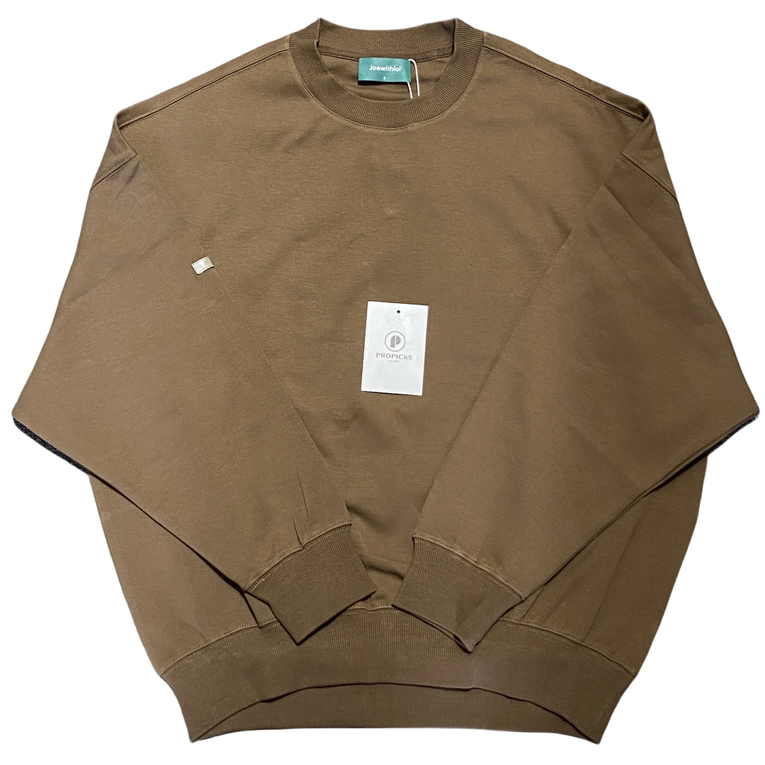 Propicks精选 秋冬新款时尚休闲薄款咖色男士卫衣长袖圆领百搭