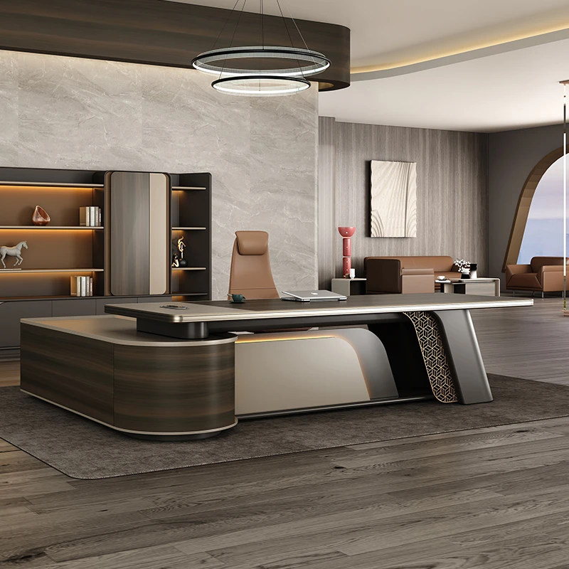 现代大气办公室总裁桌高级感大班台董事长办公桌椅轻奢办公家具
