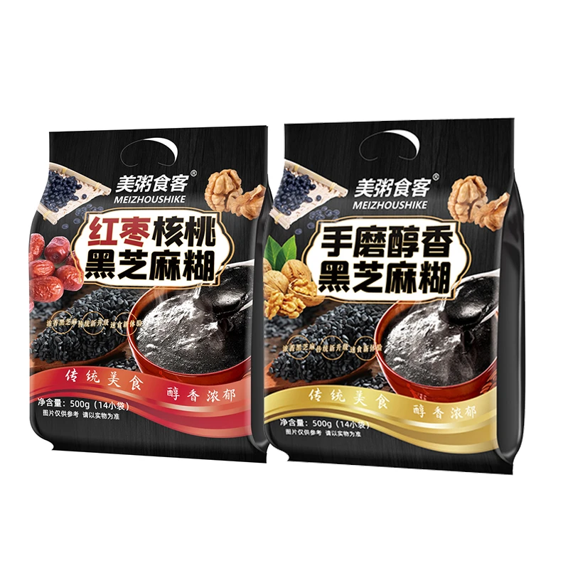 美粥食客手磨醇香黑芝麻糊500g袋全餐代餐早餐独立小包装经典怀旧