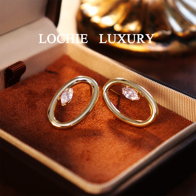 铜合金锆石耳饰 X017【赋光以形】法式轻奢御女风锆石圈圈耳钉