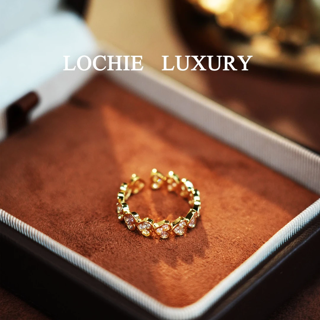 铜合金戒指 K4514【映日爱心】金色可调节锆石爱心戒指