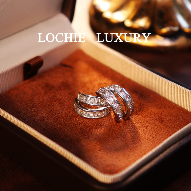 铜合金锆石耳饰 X021【星河予你】法式轻奢御女风双排锆石耳钉