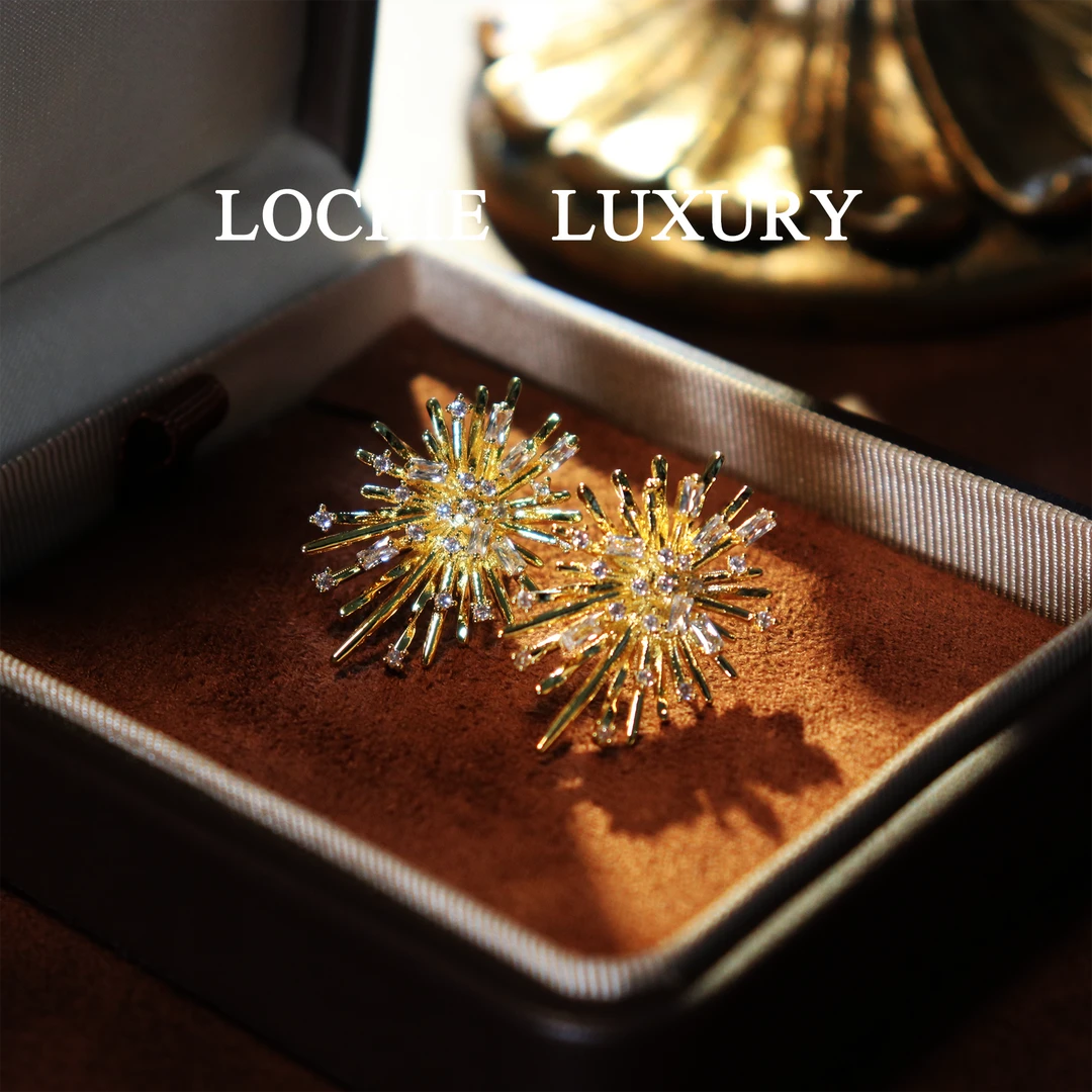 铜合金锆石耳饰 K3416【缤纷绽放】法式限定高级感锆石耳钉