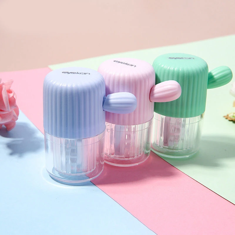 仙人掌隐形眼镜清洗器便携可爱简约美瞳清洁器自动手动隐形眼镜盒