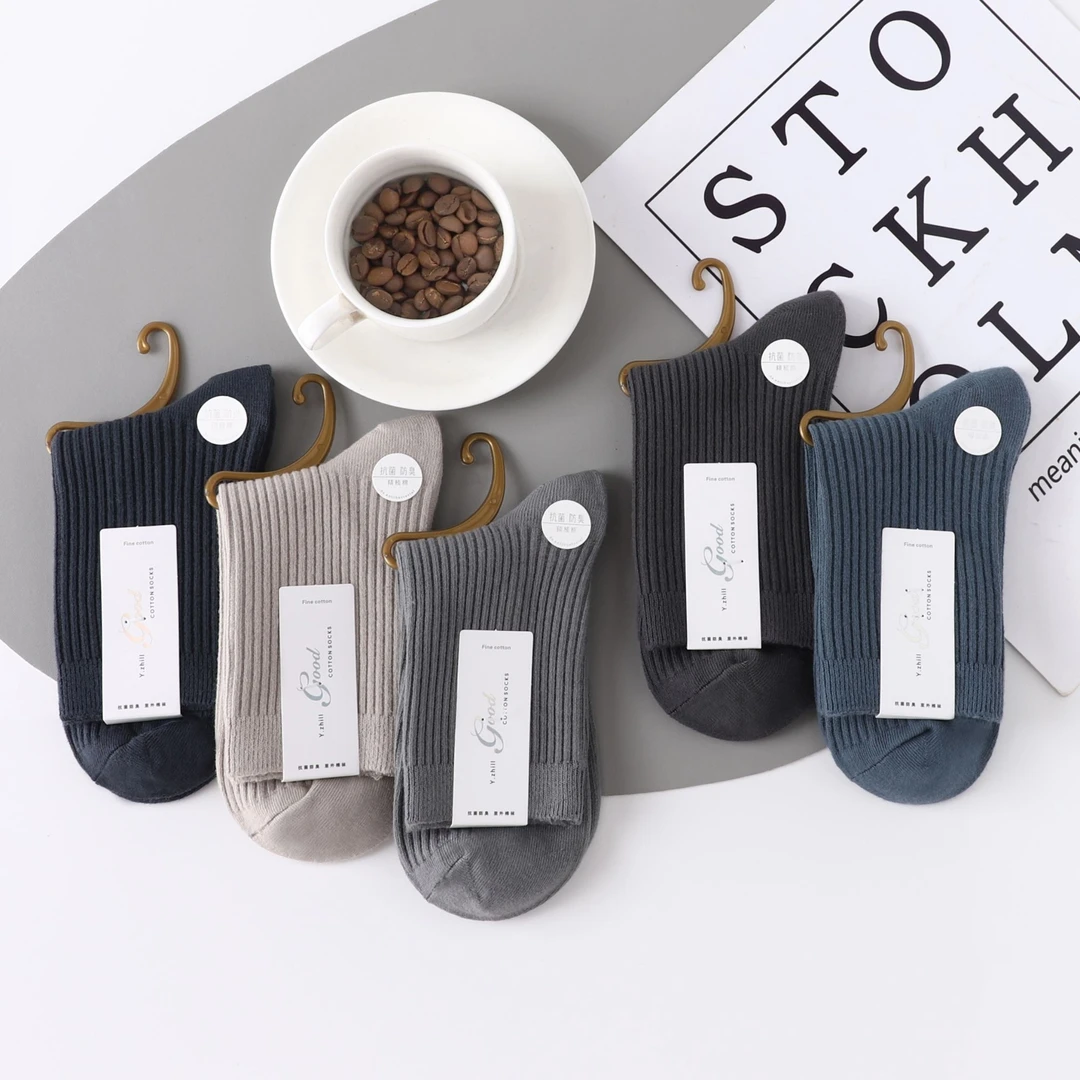 【10双 男女士双针棉袜】 2025新款双针纯色吸汗防臭新疆棉中筒袜子