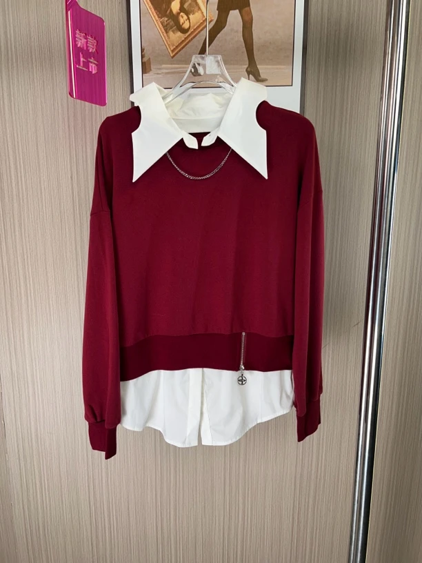 3297品牌撤柜女装剪标时尚设计款假两件卫衣