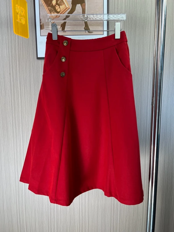 2965品牌撤柜女装剪标红色时尚显瘦气质半身裙