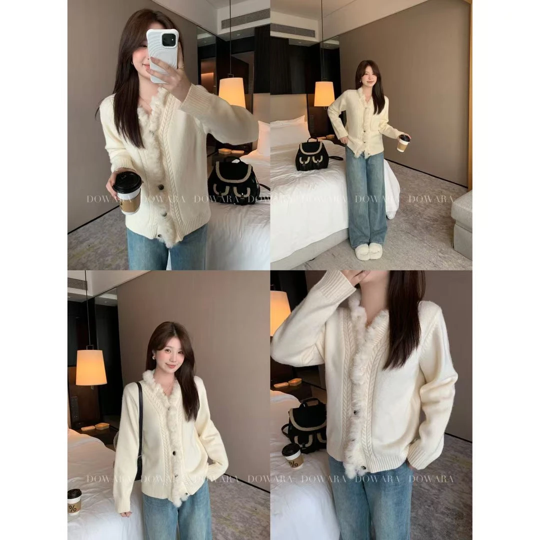 大婉酱千千微胖定制【落月光】软糯针织开衫毛衣冬温柔风外套 7458D