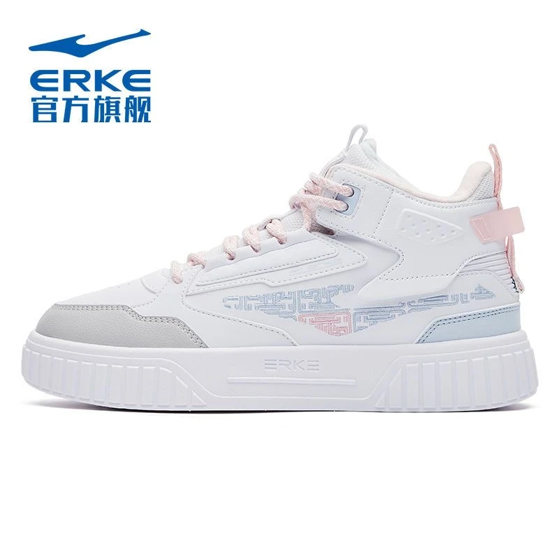 征服丨鸿星尔克冬季高帮休闲女子时尚潮流百搭板鞋52122301427