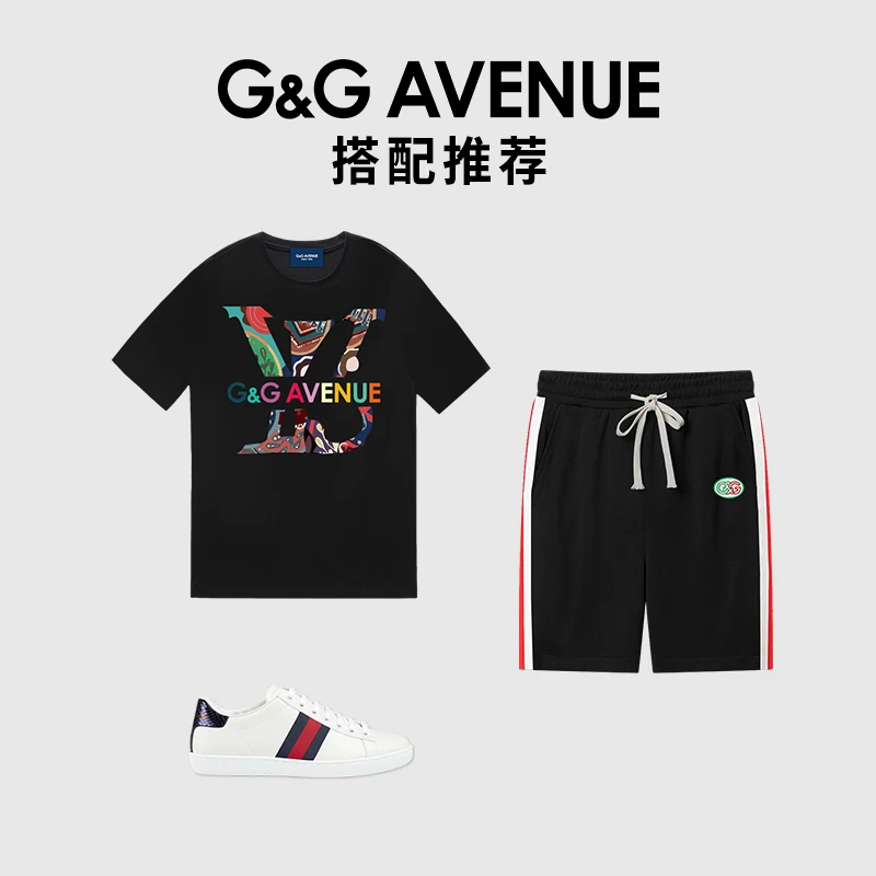 G&G Avenue夏季男青年短袖炫彩印花镭射T恤个性情侣时尚卡通潮流